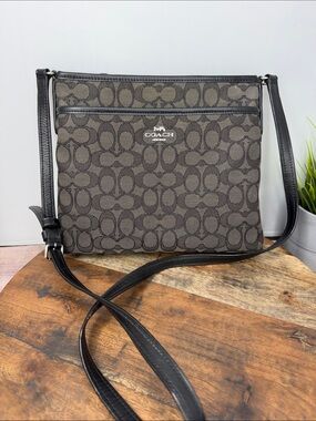 Coach Signature Cross Body Bag in Brown and Black